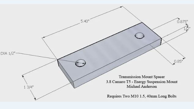 Camaro Transmission mount spacer